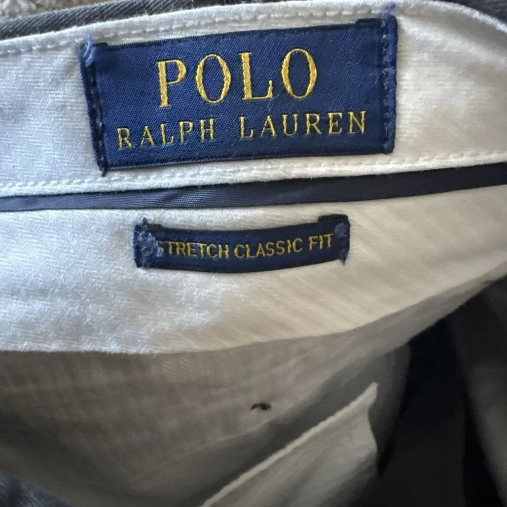 Polo Ralph Lauren Men Shorts Sz 38 Gray Flat Front Embroidered Sports Icons Cool